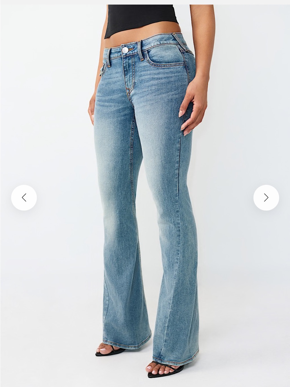 True Religion Joey Mid Rise Flare Jeans Western SN Flap Pockets Size 30 Blue